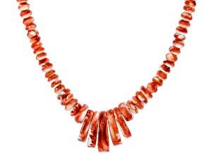 Spiny Oyster Shell Sterling Silver Graduated Necklace