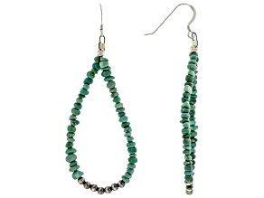 Blue Turquoise Silver Tone Wire with Sterling Silver Open Design Earrings