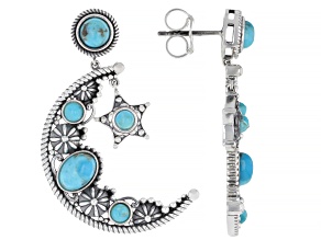 Composite Turquoise Sterling Silver Moon & Star Celestial Earrings, 5mm, 3mm, 7x5mm