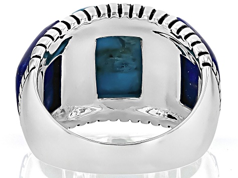 Composite Turquoise & Lapis Lazuli Sterling Silver Inlay Ring