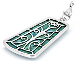 Carved Composite Turquoise Sterling Silver Rose Enhancer Pendant