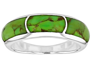 Green Composite Turquoise Sterling Silver 3-Stone Inlay Ring
