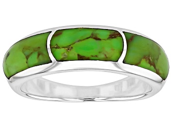 Picture of Green Composite Turquoise Sterling Silver 3-Stone Inlay Ring