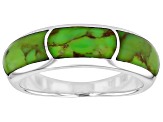 Green Composite Turquoise Sterling Silver 3-Stone Inlay Ring