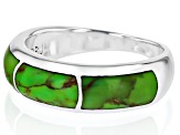 Green Composite Turquoise Sterling Silver 3-Stone Inlay Ring