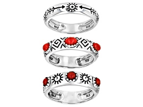 Sponge Coral Sterling Silver Set of 3 Stackable Rings