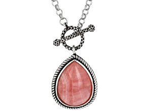Rhodochrosite Sterling Silver Toggle Necklace, 12x16mm