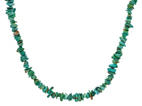 Green Turquoise Free Form Chips Sterling Silver Necklace