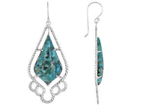 Blue Composite Turquoise Sterling Silver Dangle Earrings, 27.5 x 15.2mm