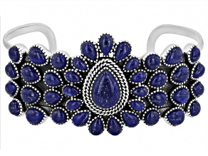Lapis Lazuli Sterling Silver Cuff Bracelet, 13x9mm, 6.5x4mm