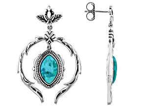 Blue Turquoise Sterling Silver Earrings 13x8mm