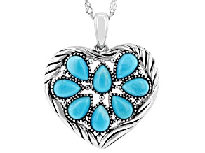 Blue Kingman Turquoise Sterling Silver Pendant With Chain
