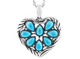 Blue Kingman Turquoise Sterling Silver Pendant With Chain
