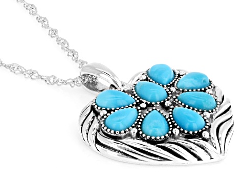 Blue Kingman Turquoise Sterling Silver Pendant With Chain