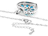 Blue Kingman Turquoise Sterling Silver Pendant With Chain