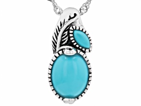 Sleeping Beauty Turquoise Silver Pendant with 18" Chain, 10x8mm