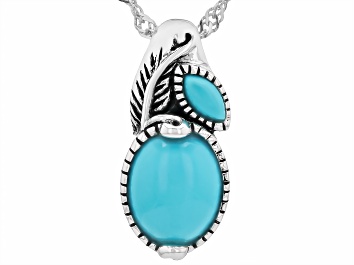 Picture of Sleeping Beauty Turquoise Silver Pendant with 18" Chain, 10x8mm