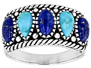 Lapis Lazuli with Composite Turquoise Sterling Silver Ring, 6x3mm