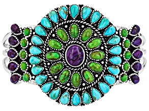 Purple, Green & Blue Composite Turquoise Sterling Silver Cuff Bangle