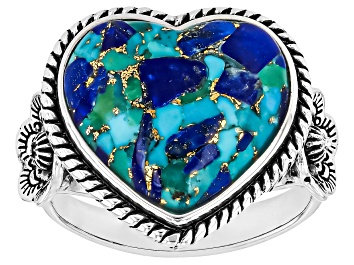 Picture of Blended Blue Composite Turquoise & Lapis Lazuli Sterling Silver Ring 16x15mm