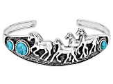 Blue Composite Turquoise Sterling Silver Horse Cuff Bangle, 7mm