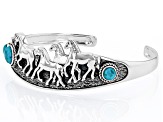 Blue Composite Turquoise Sterling Silver Horse Cuff Bangle, 7mm