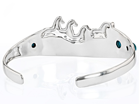 Blue Composite Turquoise Sterling Silver Horse Cuff Bangle, 7mm