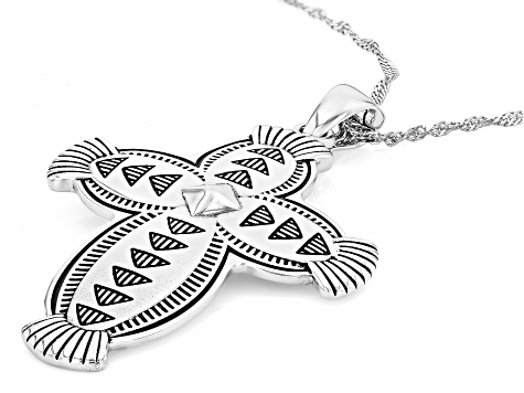 Sterling Silver Cross Enhancer Pendant with 18" Singapore Chain