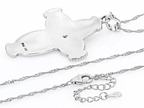 Sterling Silver Cross Enhancer Pendant with 18" Singapore Chain
