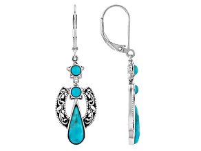 Blue Composite Turquoise Sterling Silver Earrings, 12x5mm, 3mm