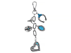Turquoise Simulant Silver Tone Southwestern Bag Charm