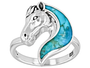Blue Kingman Turquoise Sterling Silver Horse Ring