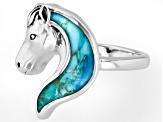 Blue Kingman Turquoise Sterling Silver Horse Ring
