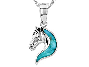 Blue Kingman Turquoise Sterling Silver Horse Enhancer Pendant With Chain