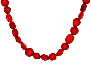 Red Bamboo Coral Beaded Necklace,