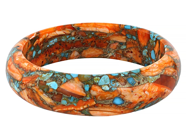 Blue Composite Turquoise with Spiny Oyster Shell Bangle