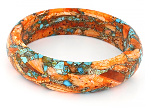 Blue Composite Turquoise with Spiny Oyster Shell Bangle