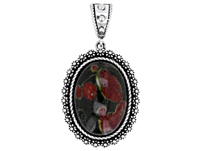 Brown Peanut Obsidian Rhodium Over Sterling Silver Enhancer Pendant, 18x13mm