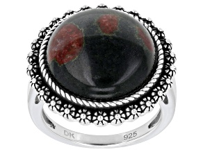 Brown Peanut Obsidian Rhodium Over Sterling Silver Solitaire Ring, 16mm