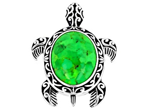 Green Composite Turquoise Sterling Silver Ring, 22x16mm