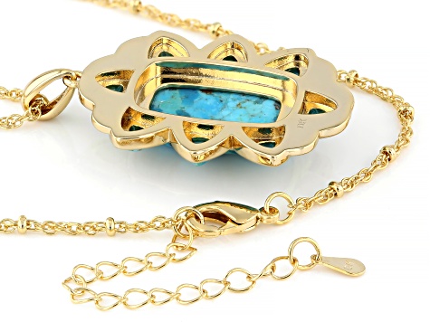 Composite Turquoise 18K Yellow Gold Over Brass Pendant with