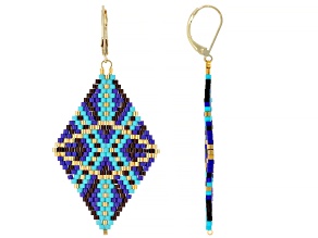 Multi Color Glass beads 18K Yellow Gold Over Brass Earrings