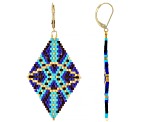 Multi Color Glass beads 18K Yellow Gold Over Brass Earrings