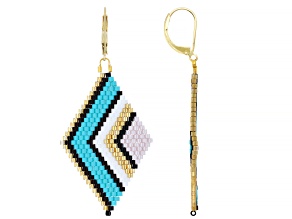 Multi Color Glass beads 18K Yellow Gold Over Brass Earrings