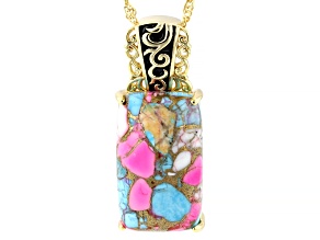 20x12mm Multi Color Shell 18K Gold Plated Pendant With Chain