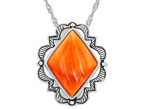 Spiny Oyster Shell Sterling Silver Pendant With Chain, 20x15mm
