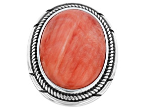 Red Spiny Oyster Shell Sterling Silver Ring, 20x15mm