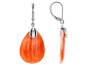 Red Spiny Oyster Shell Sterling Silver Earrings, 25x18mm