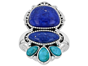 Picture of Lapis Lazuli With Composite Turquoise Sterling Silver Ring, 12x9mm