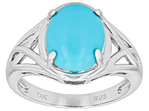 Sleeping Beauty Turquoise Rhodium Over Sterling Silver Ring, 11x9mm